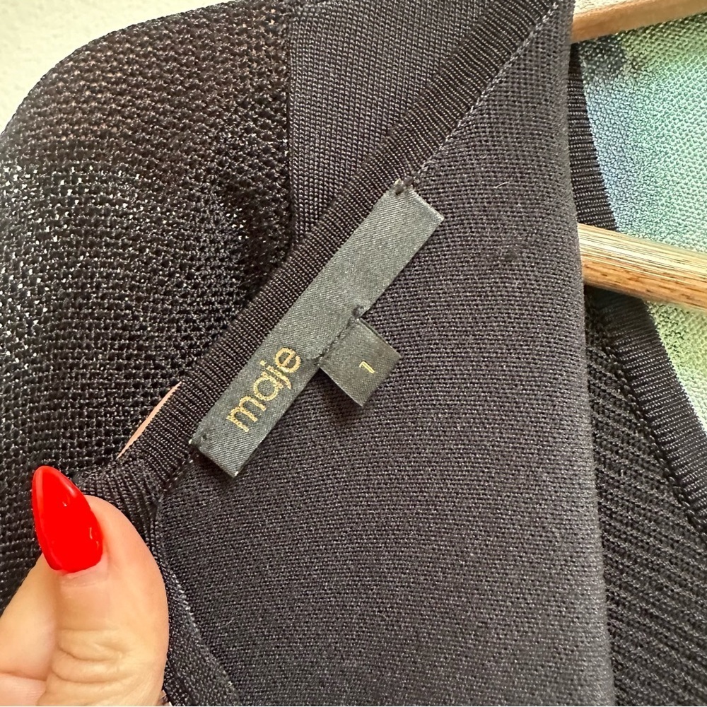 Maje Black Datchye stretch-knit peplum top - Picture 6 of 12